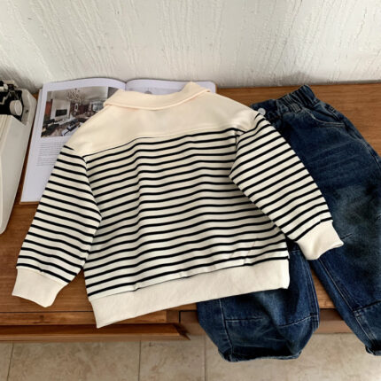 Children's striped top with lapel for children - Image 4