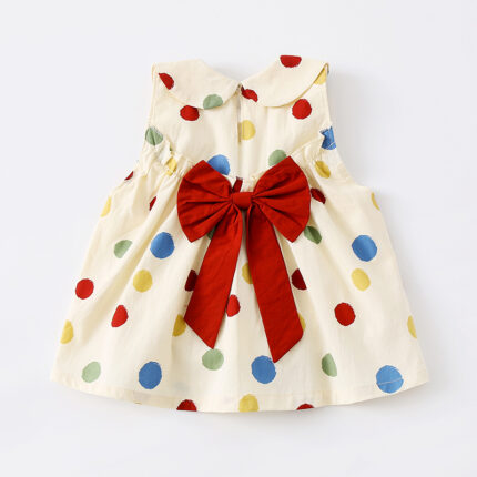 Children's Dot Print Butterfly Backless Dress for Toddler Girls - Image 2
