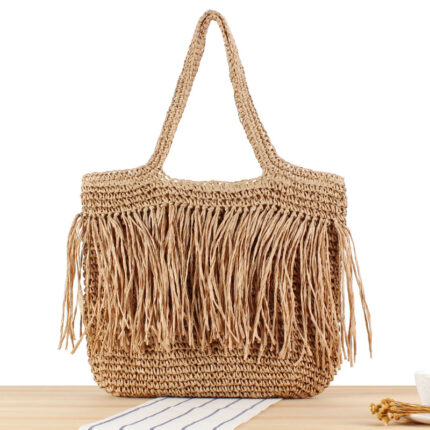 Beach Resort Chic: Handwoven Tassel Bag - Stylish, Spacious, and Versatile Crossbody Bag - Image 6