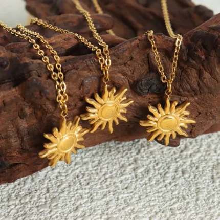 Clavicle chain fashionable and simple small sun pendant titanium steel necklace for women - Image 5