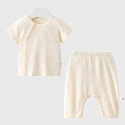 Baby Short Sleeve Long Pants Separated Set Lightweight Pure  Wear Top and Pants Two-Piece - Image 6
