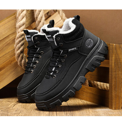 Men's winter suede high top Martin boots men's workwear shoes trendy and versatile thick sole - Image 3