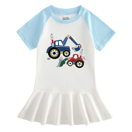 Cartoon half sleeved girls' dress - Image 4