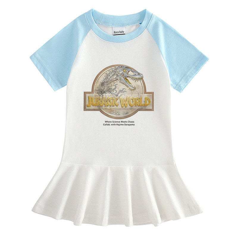 Children's cartoon half sleeved girls' dress