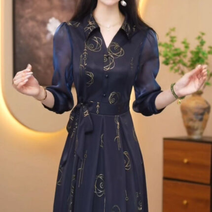 Womens Fashionable Long-sleeved Dress - Image 8
